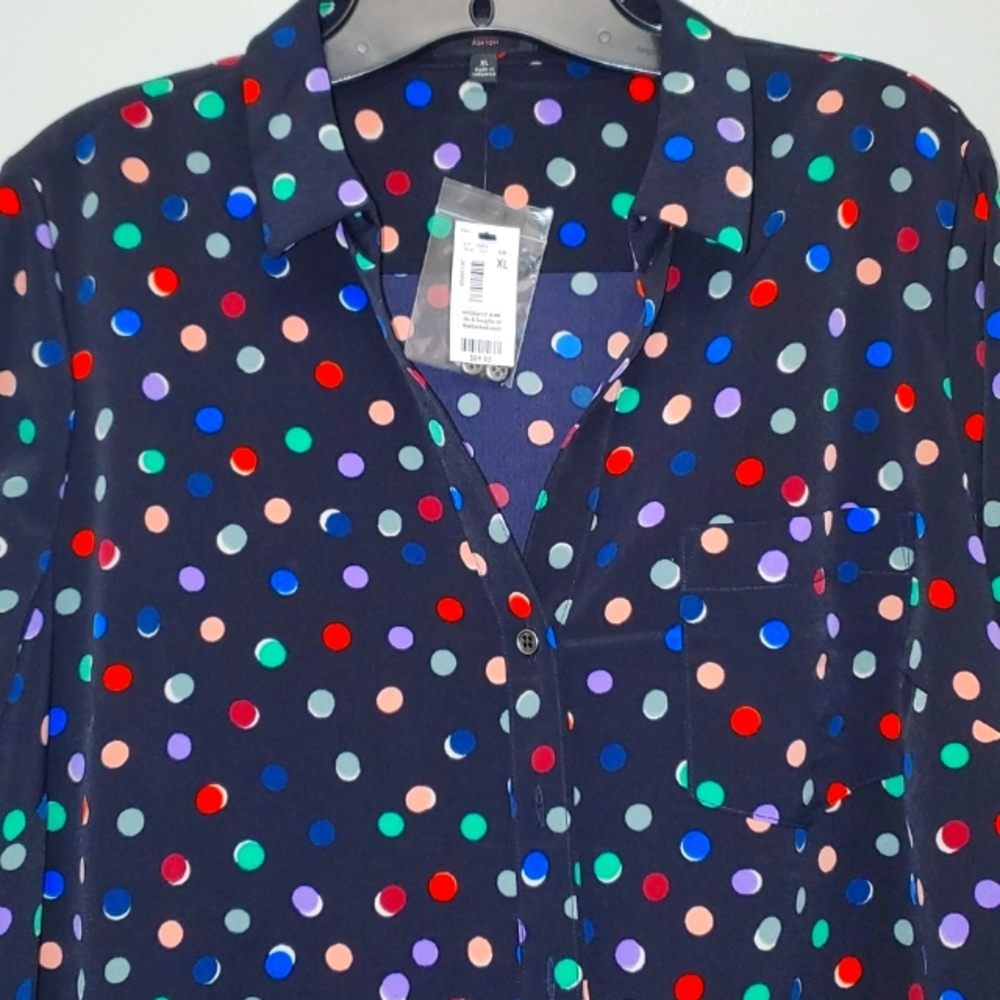 Polka-dot Long Sleeve Dress, sz XL